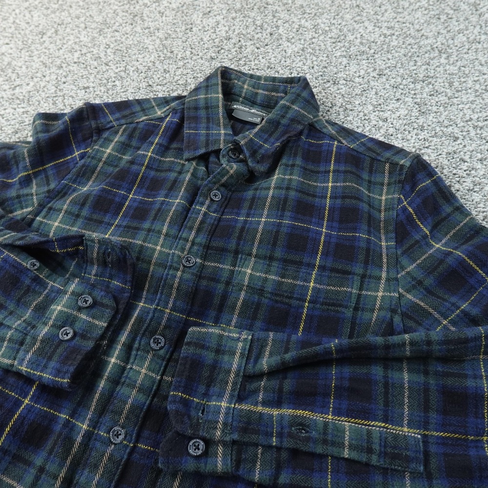 Eddie Bauer Shirt Mens S Blue Green Plaid Flannel‎ Button Up Long Sleeve Outdoor